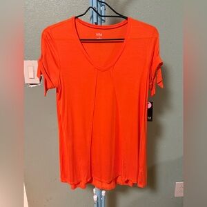 a.n.a Women's Bright Orange V-Neck Tee
